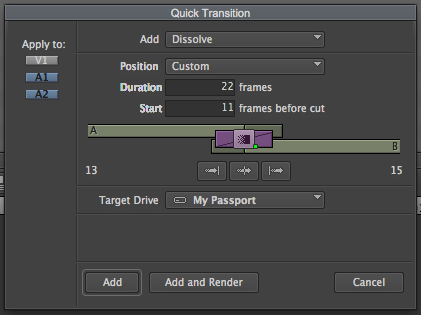 Adjusting dissolves in Media Composer