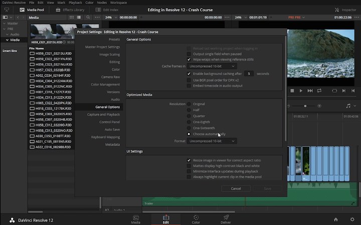 Crash course in editing in resolve