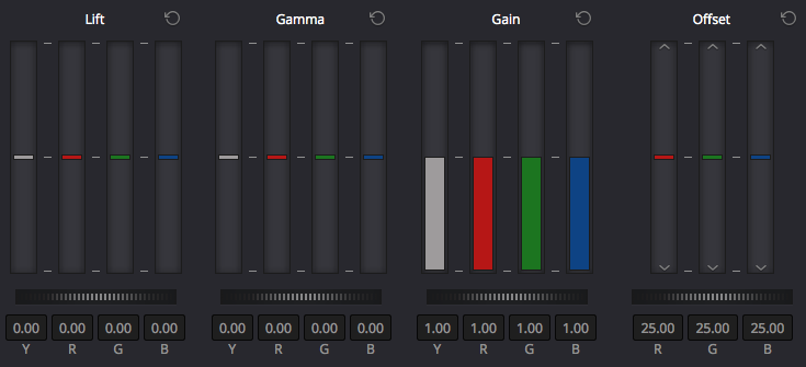 Davinci Resolve colour grading interface