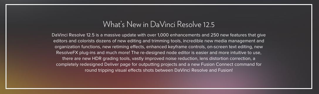 New features in Resolve 12.5