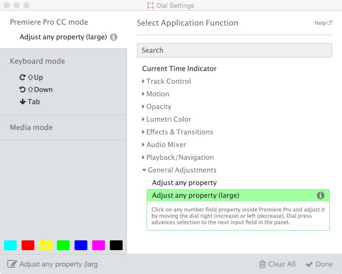 using dials in palette