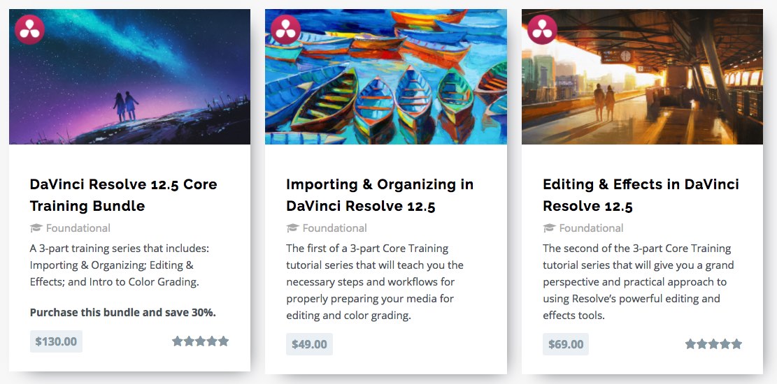 DaVinci resolve paid for training 