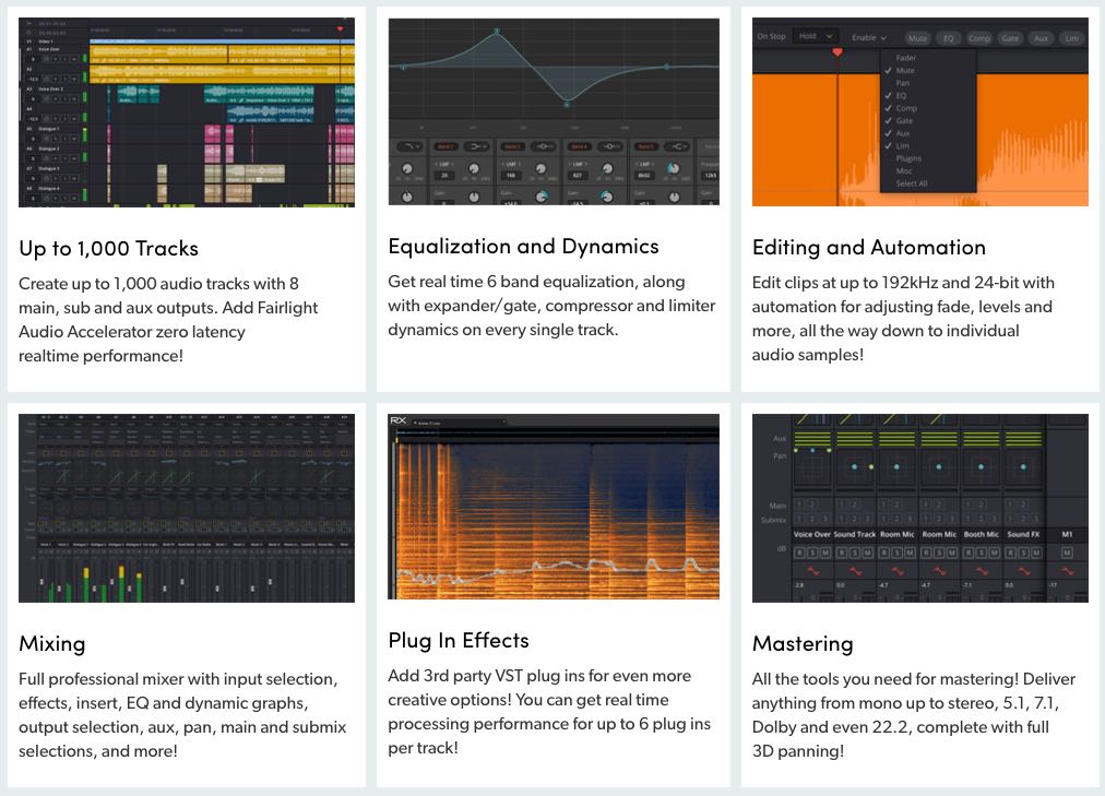 DaVinci Resolve 14 Fairlight features