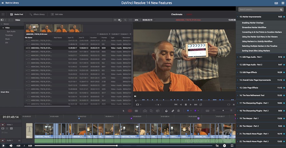 Ripple Training Davinci Resolve 14 new features review