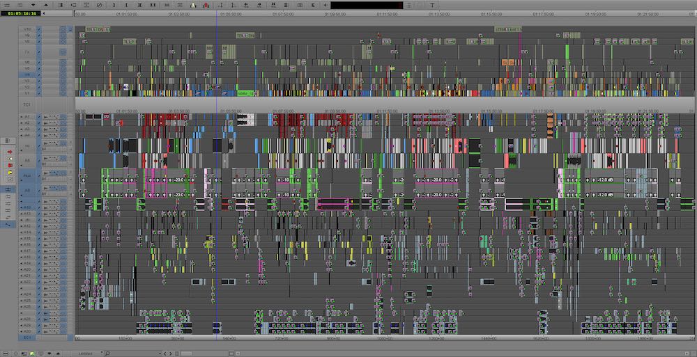 Messy film editing timeline