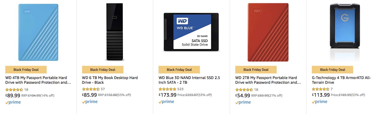 Amazon Black Friday Deals on hard drives