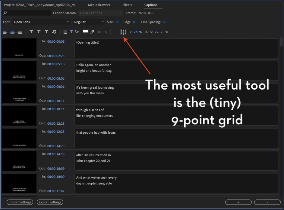 Closed Caption tools in Premiere Pro