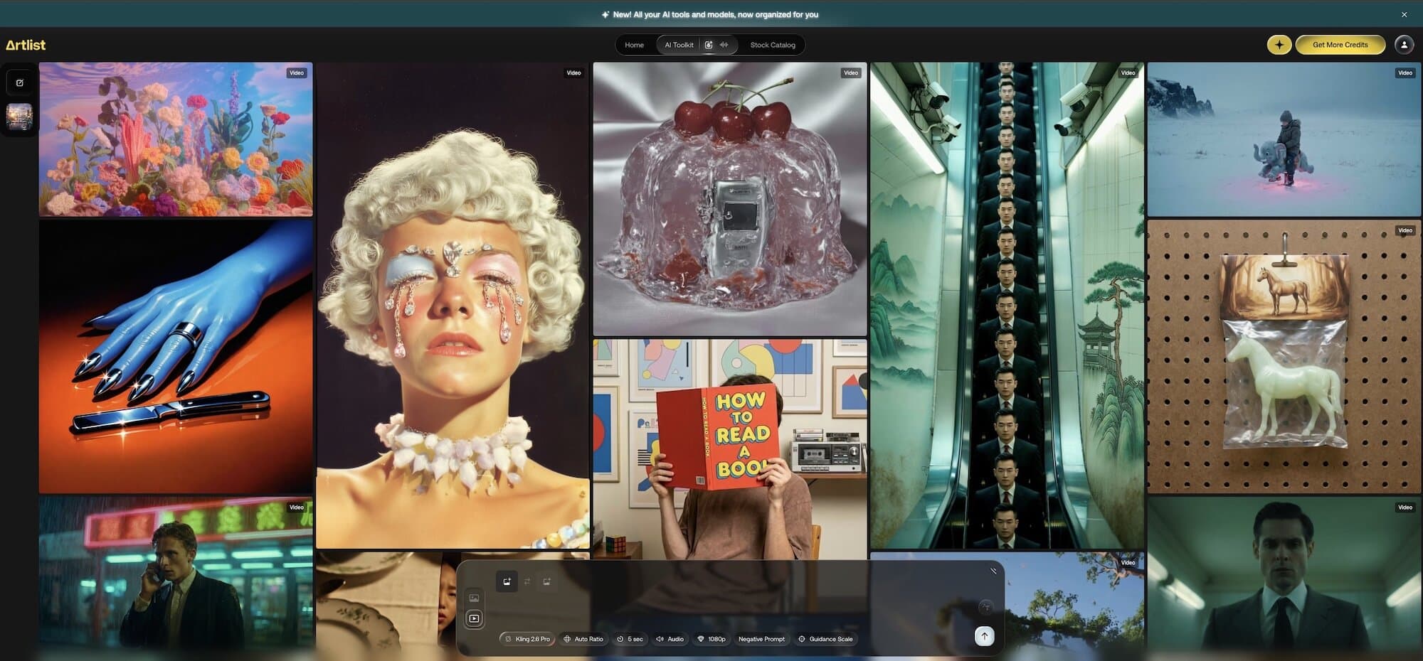 Интерфейс и обзор нового AI Toolkit от Artlist